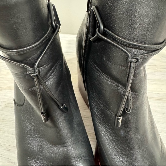 Kork-ease Mertle Black Leather Chunky Square Toe Block Heel Ankle Boots Sz 9.5 - Picture 15 of 15